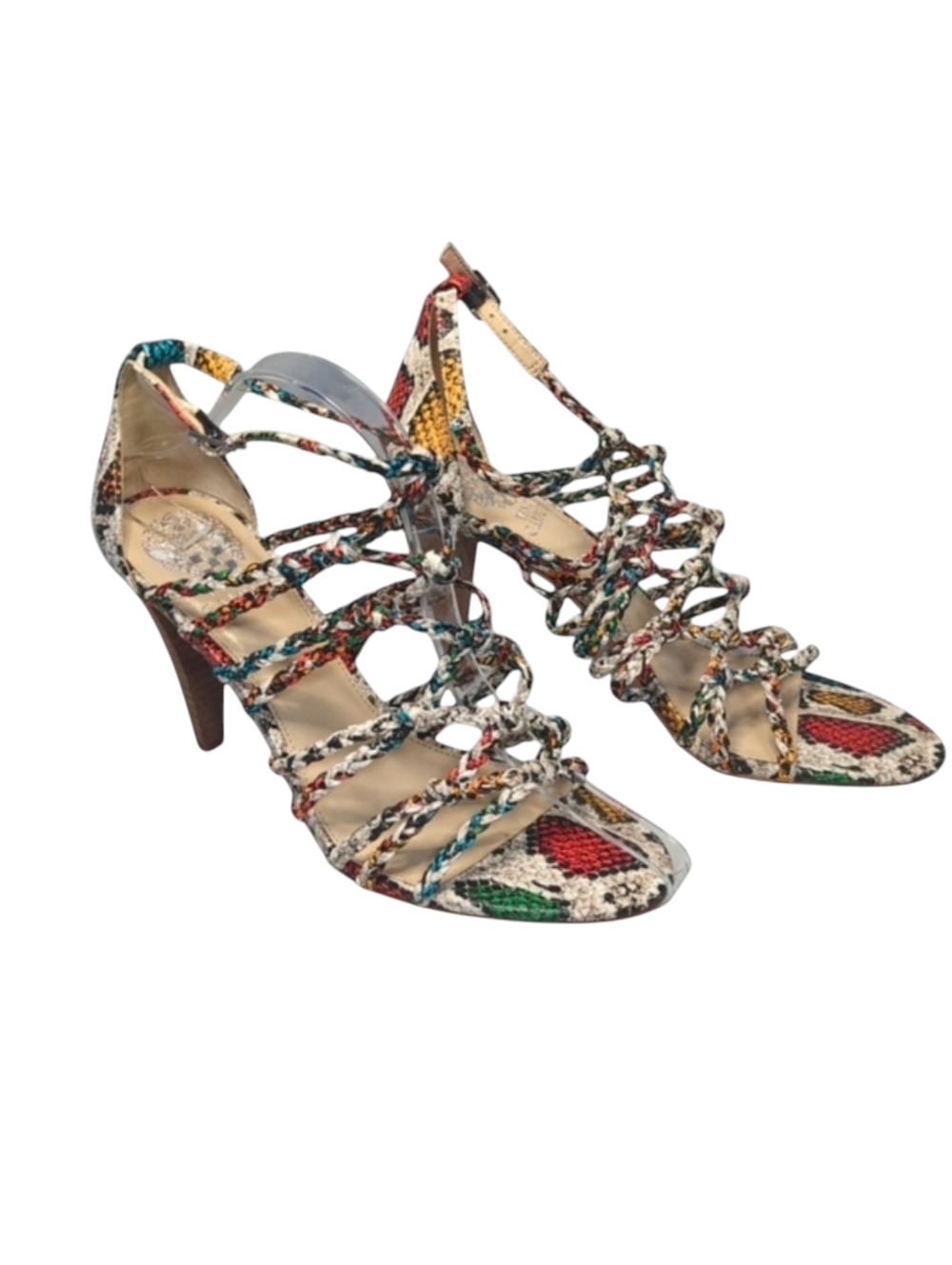 Vince Camuto Amellis Heeled Multi Color Snake Skin Sandals Size 8